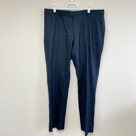 Tommy Hilfiger Blue Plaid Windowpane Modern Fit Suit Pants 36x30 NEW